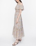 SIXDO Floral Off-Shoulder Maxi Voile Dress